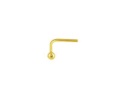 Percing Nase Kugel 2 Mm, Schaft Winkel, Gelbgold 18k - Standard Bild - 1