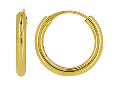 Kreolen Hohlrohr 2 Mm, Innendurchmesser 10 Mm, Gelbgold 18k - Standard Bild - 1