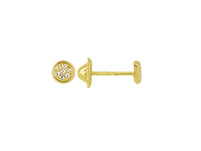 Ohrringe Pastille 4,5 MM Und Zirkoniumoxid, 18k Gelbgold