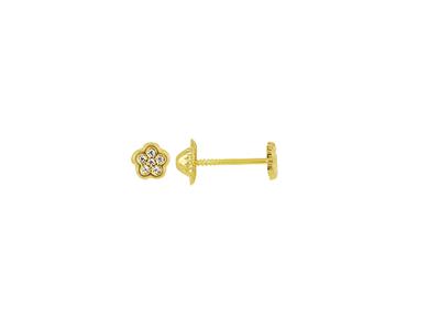 Ohrringe Blume 4,50 MM Und Zirkoniumoxid, Gelbgold 18k