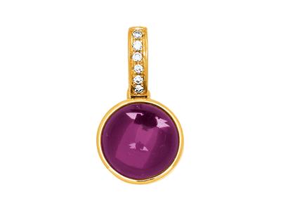 Amethyst-cabochon-anhänger 1,53ct Und Diamanten 0,02ct , Gelbgold 18k