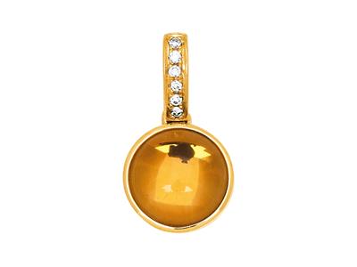 Citrin-cabochon-anhänger 1,17ct Und Diamanten 0,02ct, 18k Gelbgold