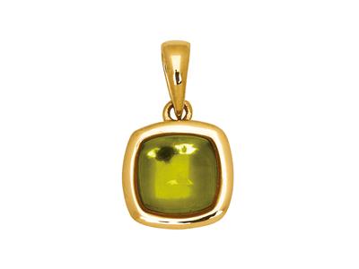 Peridot-cabochon-kissen-anhänger 1,06ct, 18k Gelbgold