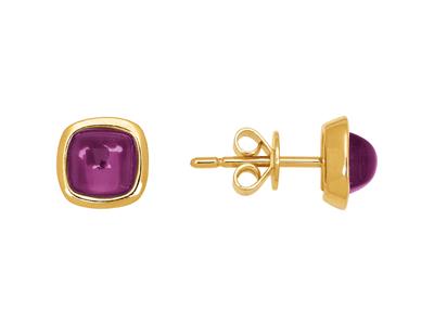 Amethyst-cabochon-kissen-ohrringe 1,23ct, 18k Gelbgold