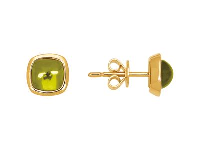 Peridot Cabochon Kissen Ohrringe 1,36ct, 18k Gelbgold
