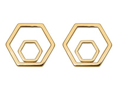 Durchbrochene Pentagon-ohrringe 18 Mm, 18k Gelbgold - Standard Bild - 1