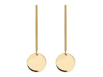 Ohrringe Pastille Auf Langem Stab 30 Mm, 18k Gelbgold