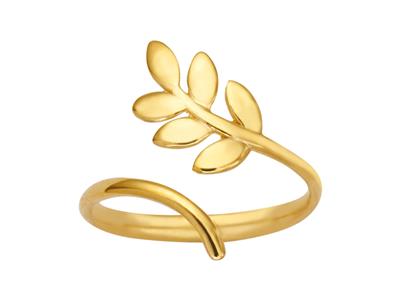 Verstellbarer Ring Blatt, 18k Gelbgold