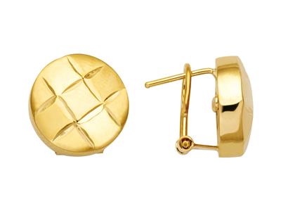 Ohrringe Pastilles Quadrillées 14 Mm, 18k Gelbgold