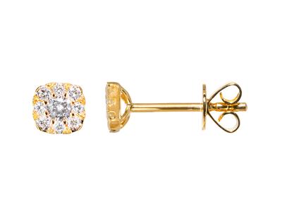 Steckerohrringe Illusionseinfassung5 Mm, Diamanten 0,26ct, 18k Gelbgo Ld