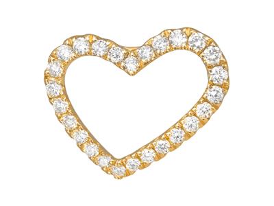 Asymmetrischer Herzanhänger, Diamanten 0,13ct, Höhe 10 Mm, Gelbgold 18k