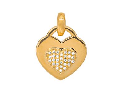 Anhänger Mit Herzmotiv, Zentrum Diamanten 0,05ct, Höhe 10 Mm, Gelbgold18k
