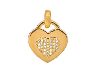 Pend Motif Coeur Centre Diamants Sc 0,05ct Or Jaune 18k - Standard Bild - 1