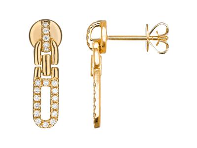Slide-ohrringe 18 X 4 Mm, Diamanten0,27ct, Höhe 28 Mm, Gelbgold 18k