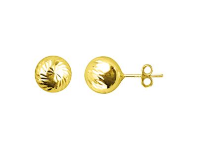 Ohrringe Kugel Graviert 8 Mm, Gelbgold 18k - Standard Bild - 1