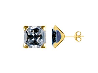 Quadratische Zirkoniumoxid-ohrringe 10 Mm, 4 Krallen, 18k Gelbgold