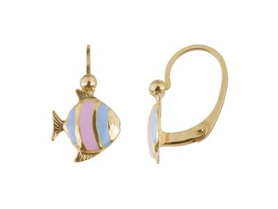 Bo Motif Poisson Email Rose Et Bleu Or Jaune 18k Brisures - Standard Bild - 1