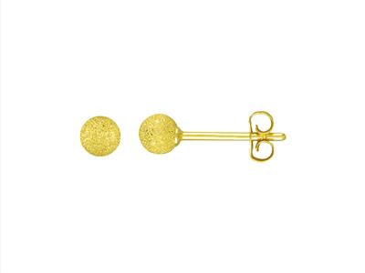 Ohrringe Kugel Satiniert 4 Mm, Gelbgold 18k - Standard Bild - 1
