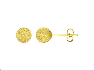 Ohrringe Kugel Satiniert 6 Mm, Gelbgold 18k - Standard Bild - 1