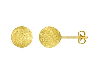 Ohrringe Kugel Satiniert 8 Mm, Gelbgold 18k - Standard Bild - 1