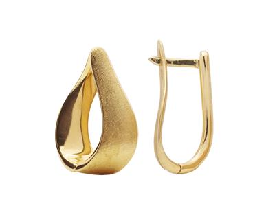 Satinierte Dreiecksohrringe, Hohe 20 Mm, 18k Gelbgold - Standard Bild - 1