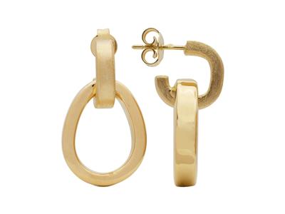 Hangende Ohrringe Birnenform Glatt Und Satiniert, Hohe 25 Mm, 18k Gelbgold. - Standard Bild - 1