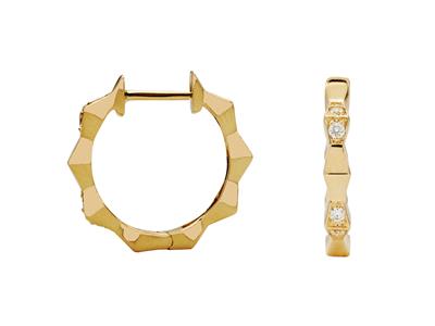 Rauten-creolen, Innendurchmesser 12 Mm, Diamanten 0,07ct, 18k Gelbgold.