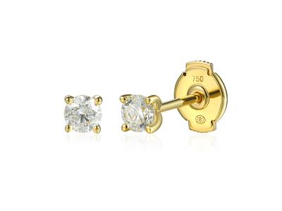 Ohrringe Solitär, Diamanten 0,20 Ct, 18k Gelbgold