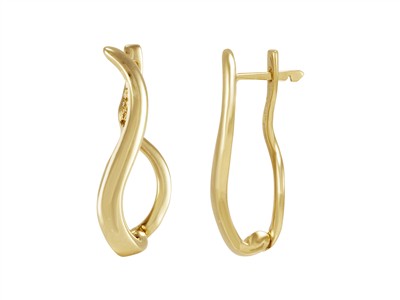 Massive Ohrringe Form Acht 12 X 28 Mm, Gelbgold 18 Kt - Standard Bild - 1