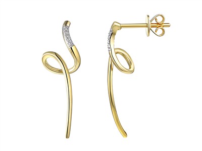 Ohrringe Serpentin 26 Mm, Diamanten0,02 Ct, Gelbgold 18 Kt - Standard Bild - 1