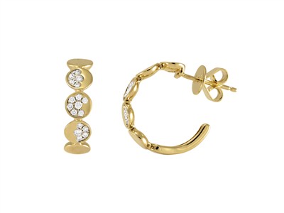 Creolen 5 Plättchen 5 Mm, Diamanten0,19 Ct, Innendurchmesser 13 Mm, G Elbgold 18 Kt