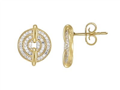 Ohrringe Scheiben 13 Mm, Diamanten 0,25 Ct, Gelbgold 18 Kt - Standard Bild - 1
