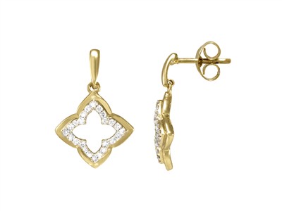 Ohrringe Arabeske 12 Mm, Diamanten 0,15 Ct, Gelbgold 18 Kt