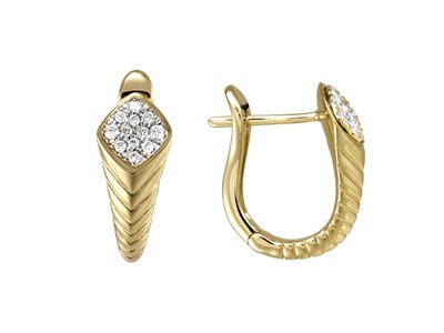 Ohrringe Cobra 16 X 7 Mm, Diamanten0,14 Ct, Gelbgold 18 Kt