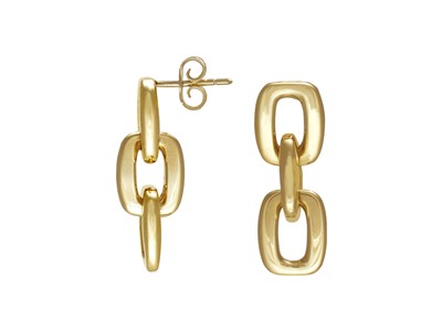 Hängende Ohrringe Hohle Forat-glieder 10 X 12 Mm, Höhe 25 Mm, Gelbgold 18 Kt