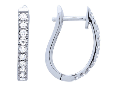 Ovale Kreolen, Diamanten 0,48ct, Weißgold 18k - Standard Bild - 1
