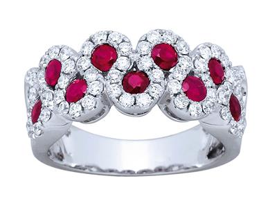 Ring In Wellenform, Rubin 0,80ct Und Diamanten 0,72ct, 18k Weigold, Finger 52