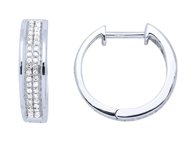Creolen 2-reihig, Diamanten 0,20ct,13 Mm, 18k Weigold