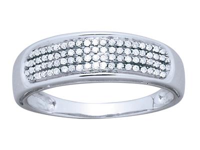 Trauring Mit 4-reihigem Steinbesatz, Diamanten 0,25ct, 18k Weigold, Ringgröe 48