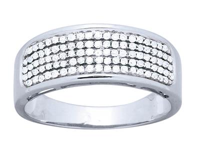 Trauring Mit 5-reihigem Steinbesatz, Diamanten 0,34ct, 18k Weigold, Ringgröe 52