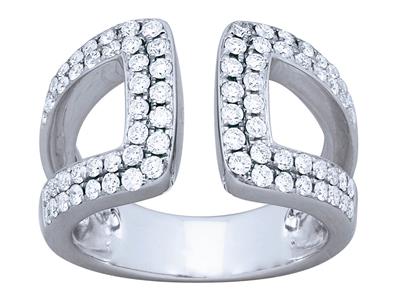 Ring Mit Durchbrochenem Rücken An Rücken, Diamanten 0,87ct, Graues Gold Finger, 50 - Standard Bild - 1