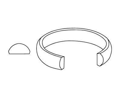 Trauring 1/2 Ring, 2,00 X 1,40 Mm, 18k Weißgold, Finger 47 - Standard Bild - 2