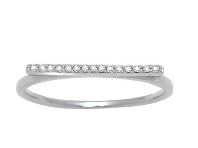 Inline-ring, Diamanten 0,05ct, 18k Weigold, Finger 53