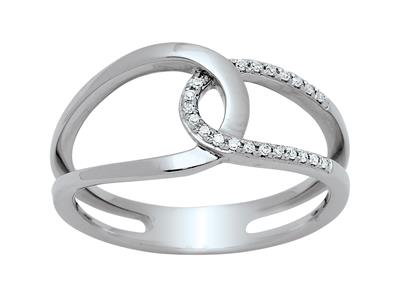Durchbrochener Ring In Flechtoptik, Diamanten 0,09ct, 18k Weigold, Finger 50