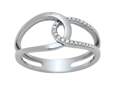 Durchbrochener Ring In Flechtoptik,diamanten 0,09ct, 18k Weigold, Fi Nger 52