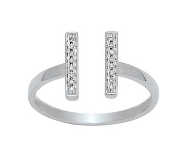 Offener Doppelspangenring, Diamanten 0,06ct, 18k Weigold, Ringgröe 54