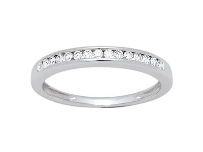 Halb Umlaufender Trauring Mit Schienenfassung, Runde Diamanten 0,17ct,18k Weigold, Ringgröe 50