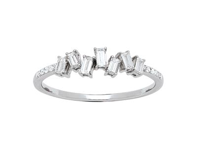 Halb-eternity-verlobungsring Dominos, Baguette- Und Runddiamanten 0,22ct, 18k Weißgold, Ringgröße 52 - Standard Bild - 1