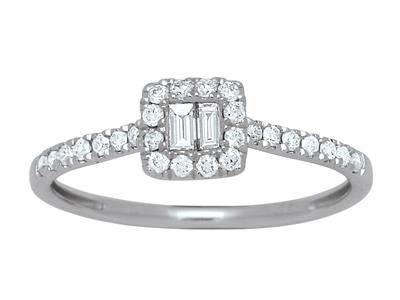 Ring Mit Baguette- Und Runddiamanten 0,26ct, 18k Weißgold, Ringgröße 48 - Standard Bild - 2