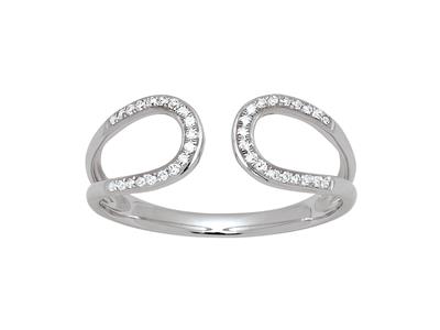 Ring Mit Rücken-an-rücken-schleifen, Diamanten 0,10ct, 18k Graugold, Finger 56 - Standard Bild - 1